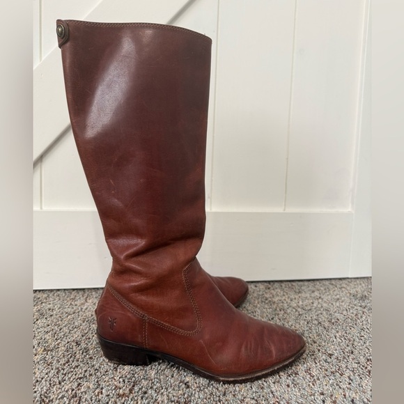 Frye Button Brown Leather Zip Riding 6M 3475894 - Picture 3 of 17